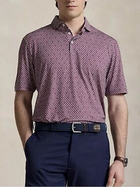 RLX Ralph Lauren Lightweight Airflow Jersey Ball And Tee Aurora Mens Golf Polo L